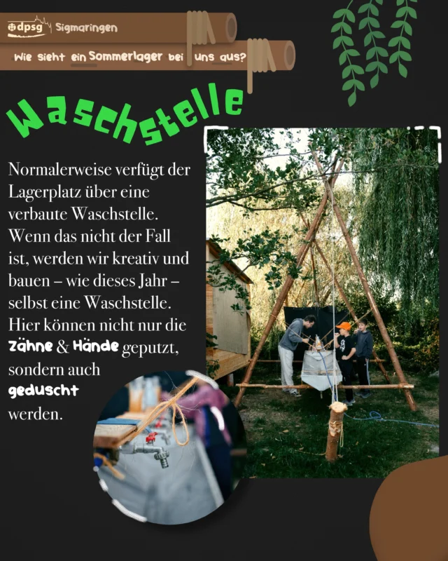 🌿 Wie sieht so ein Sommerlager bei uns aus? 
In dieser kleinen Reihe an Posts stellen wir dir unsere Konzepte, Lagerbauten und Traditionen vor, die auf einem (Sommer-)Lager bei uns gelebt werden 🏕️
Bist du interessiert, auch mal auf einem Lager dabei zu sein? Oder denkst du, das wäre mal etwas für dein Kind? Dann schreib uns doch einfach eine DM per Insta oder komm zu unseren wöchentlichen Gruppenstunden vorbei. 
Diese finden jeden Freitag von 17:30 - 19:00 Uhr statt. Mehr Infos findest du auf unserer Website unter https://dpsg-sigmaringen.de (Link in Bio) 
Wir freuen uns auf dich! 😇
Gut Pfad - die Leiterrunde 🌱